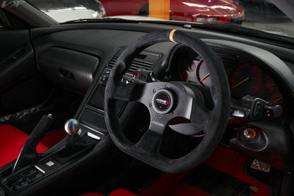 MINE'S Buck Leather Flat Bottom Steering Wheel 330mm